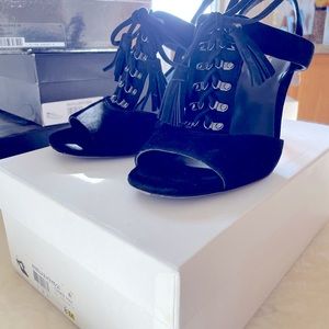 Diane Von Fürstenberg, size 8 Arabella, black kid suede, steletto heel sandal